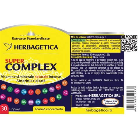 Super Complex Vitamine Si Minerale Naturale Intense Herbagetica