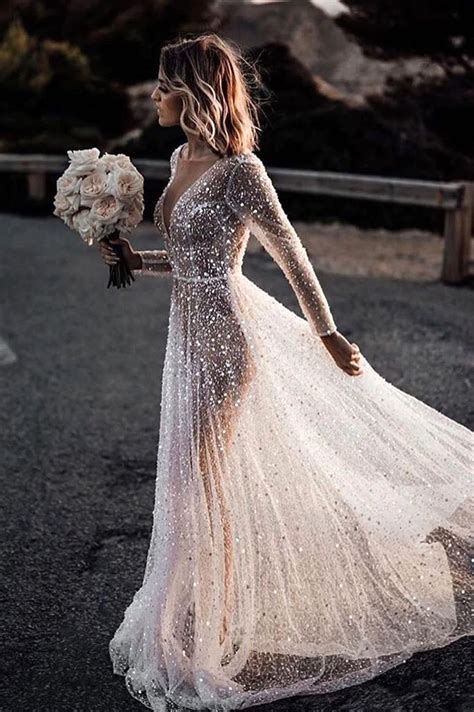 Bohemian Sparkly Sequined Luxury Wedding Dresses Zw Vestidos De