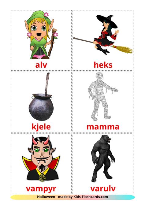 16 FREE Halloween Flashcards | PDF | Norwegian Words