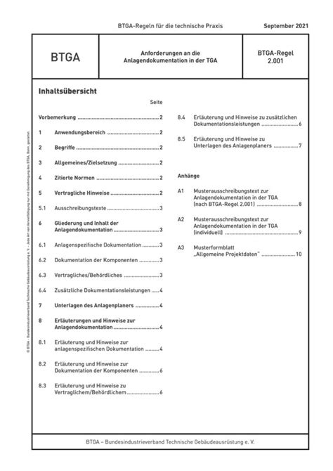 Btga Regel Zur Anlagendokumentation In Der Tga Berarbeitet Der