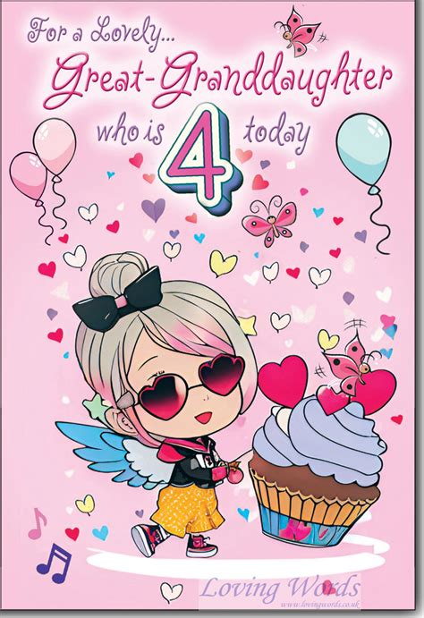 4th Birthday Card For Granddaughter Fourth Birthday Card
