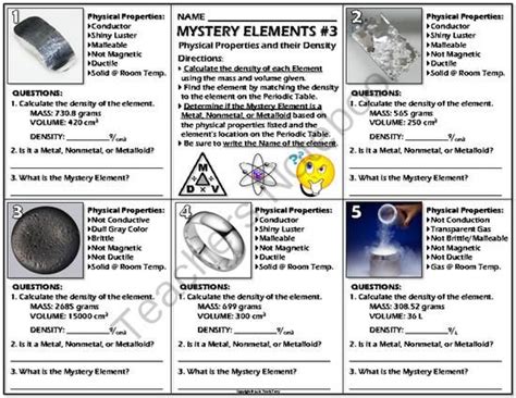 Mystery Element Worksheets