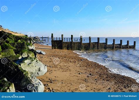 Essex Coastline with Groyne Stock Image - Image of protection ...