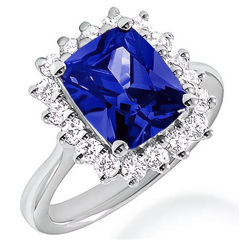 3 53ct Cushion Cut Tanzanite Diamond Halo Engagement Cocktail Ring