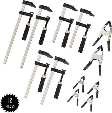 DCT Sliding Arm Bar Clamp Set 12pc Spring Clamps And F Clamps