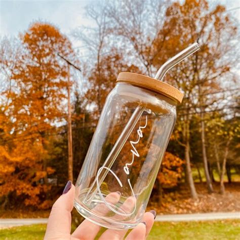 Boss Babe 16 Oz 20 Oz Beer Can Glass With Bamboo Lid Etsy