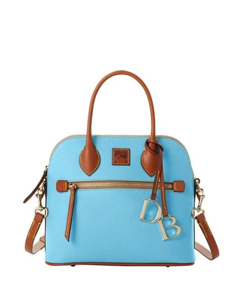 Dooney Bourke Leather Pebble Grain Domed Satchel In Sky Blue Blue