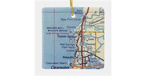 Tarpon Springs Fl Vintage Map Ceramic Ornament Zazzle