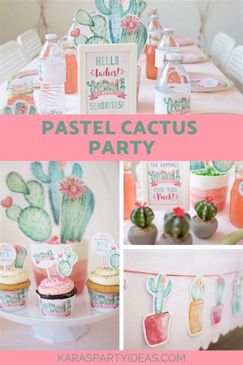 Pastel Cactus Party Kara S Party Ideas Cactus Party Fiesta Birthday Party Karas Party Ideas