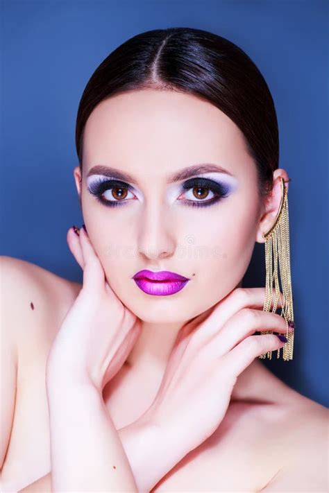 Beauty Woman Portrait Professional Make Up For Brunette Beautiful