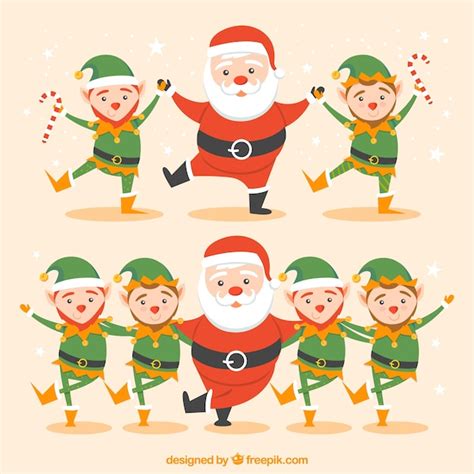 Christmas Elves Dancing Clipart