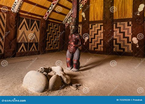 Interior Of Traditional Maori Meeting House Marae Editorial Stock