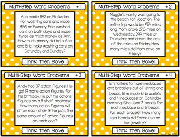 Multistep Word Problem Task Cards Rd Th Th Grade Math Centers