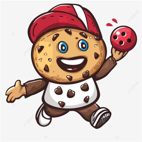 Mascot Of Chocolate Chip Cookie As A Bowling Player Cartoon Mascot