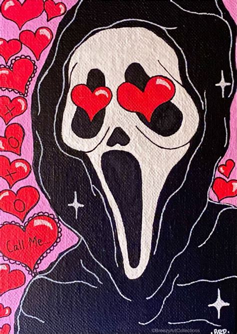 Valentines Ghostface Canvas Painting Hippie Painting Small Canvas