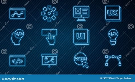 Set Line Bezier Curve Front End Development Ui Or Ux Design Keyboard