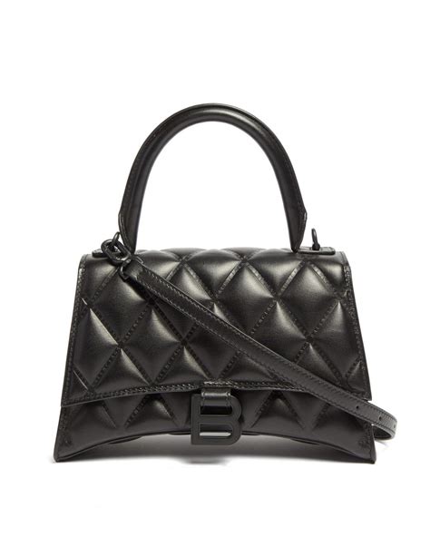 Balenciaga Hourglass Quilted Leather Shoulder Bag In Black Lyst