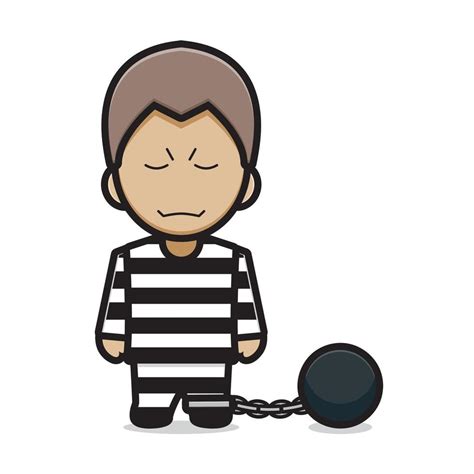 Cute Prisoner Character Cartoon Vector Icon Illustration Vector