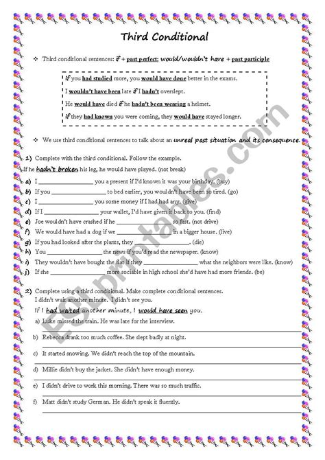 Third Conditional Esl Worksheet By Patzilio