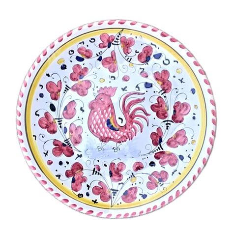 Wall Plate Majolica Ceramic Deruta Red Rooster Orvietano