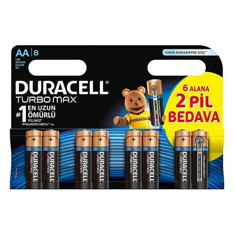 Duracell LR6 MX1500 Turbo Max 8 Li AA Kalem Pil