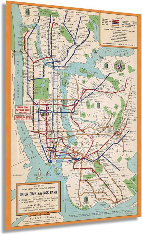 Amazon Historix Vintage New York City Subway Map Poster