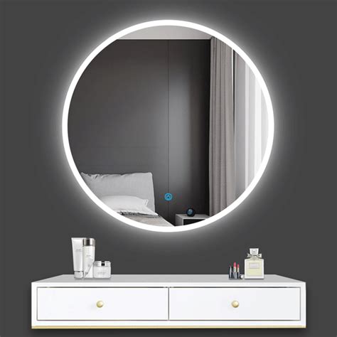 Bathroom Round Led Mirror Sensitive Smart Single Touch Demister Pad Wall Mounted Ebay