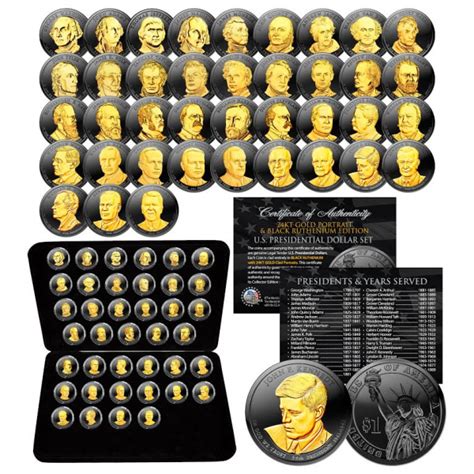 2007 2016 Complete Collection Of Us Presidential Dollars Black