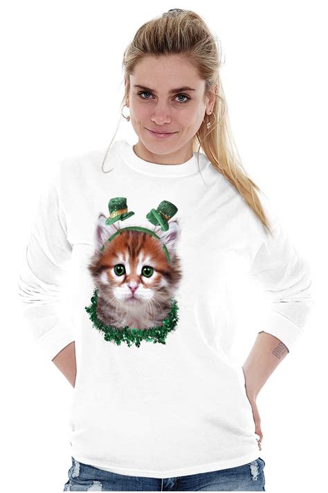 Irish Cat Lover St Patricks Day Womens Long Sleeve T Shirt Brisco