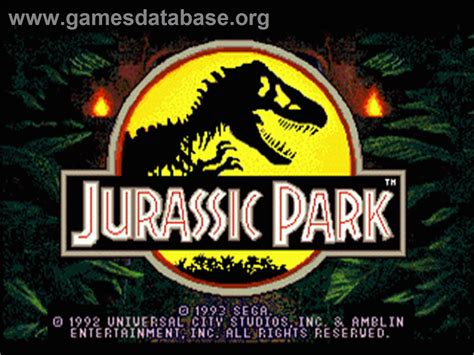 Jurassic Park Sega Nomad Artwork Title Screen