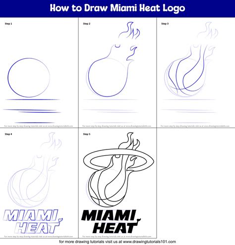 How To Draw Miami Heat Logo Printable Step By Step Drawing Sheet