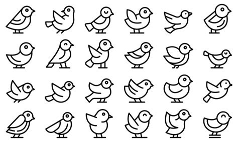 Sparrow Icons Set Outline Vector Fly Bird 8988442 Vector Art At Vecteezy