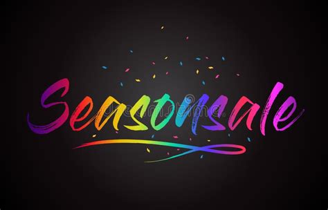 Seasonsale Creative Vetor Word Text With Handwritten Rainbow Vibrant