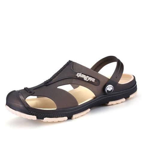 Sandales Homme Plage Randonn E Cuir Souples Noir Cdiscount Sport