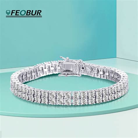 3mm Double Row Moissanite Tennis Bracelet White Gold Plated 925