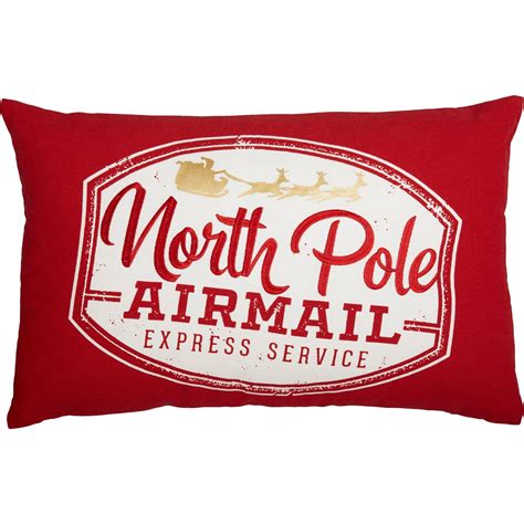 North Pole Airmail Pillow Retro Barn Country Linens