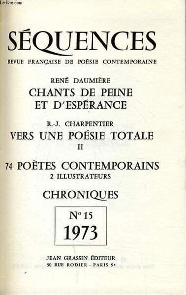 Sequences N Revue Fran Aise De Po Sie Contemporaine Chants De