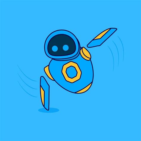 Premium Vector Cute Mascot Blue Robot Dance Practice With One Hand Cartoon Icon Illustration