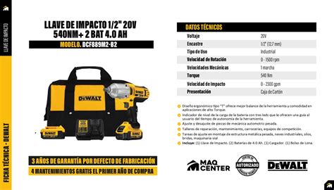 Kit Llave de Impacto Inalámbrica 1 2 20V Dewalt DCF889M2 B2