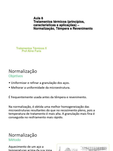 Aula 7 Normalização Têmpera E Revenimento Pdf Aço Tratamento