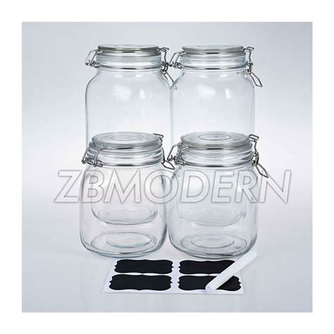 Wholesale Hermetic Glass Clip Wide Mouth Clear Glass Jar With Clip Lock