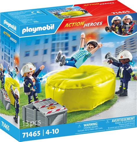 Playmobil Action Heroes 71465 Pas Cher Pompiers Avec Matelas Pneumatique