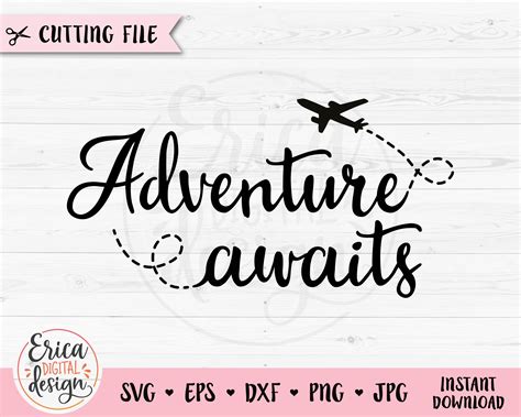 sticker SVG EPS Adventure Awaits SVG File Silhouette Cut File Cricut