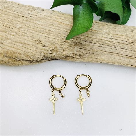 Boucles D Oreilles Mini Cr Oles Dague Zag Acier Dor Papaie Boutique