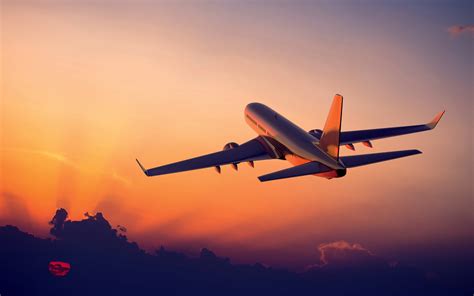 Wallpaper Sunset Sky Vehicle Clouds Airplane Aircraft Sunrise