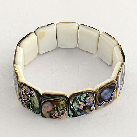 Wholesale Rectangle Abalone Paua Shell Stretch Bracelets