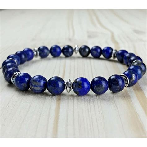 Bracelet Homme Femme Perles Naturelles Lapis Lazuli Tibet Lithothérapie