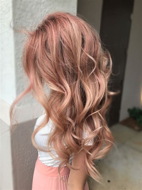 Rose Gold Hair Strawberry Blonde Hair Colored Curly Hair Hair Color