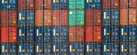 Stack Of Containers In A Harbor Shipping Containers Stacked On Cargo