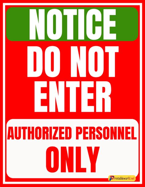 10 Printable Authorized Person Only Sign